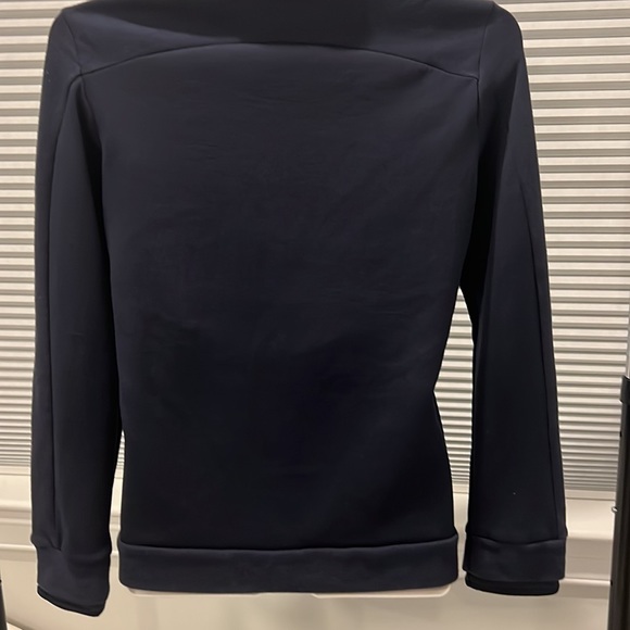 ADIDAS NAVY Track Jacket Full Zip Navy Size Medium Oversized Neck Cowl Gold Logo - Picture 8 of 8